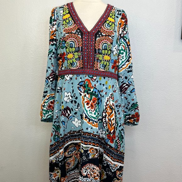 Anthropologie Akemi & Kin Karmina Beaded Dress summer mixed media boho 16 - Picture 2 of 10